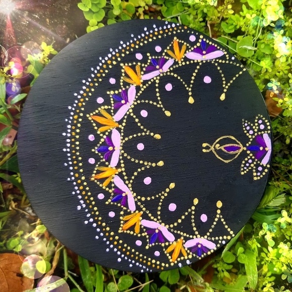 Other - Painted Moon on Wood Mandala Christian Gifts